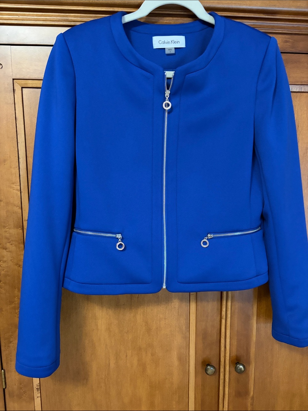 Calvin Klein Electric Blue Zip-Front Blazer